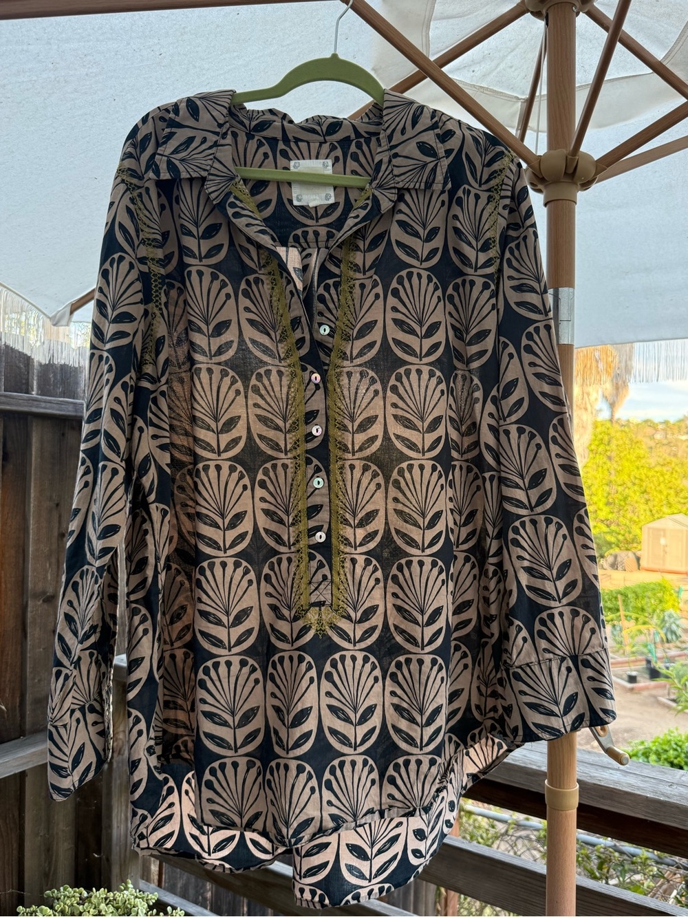 Sigrid Olsen Studio Block Print Botanical Tunic Shirt